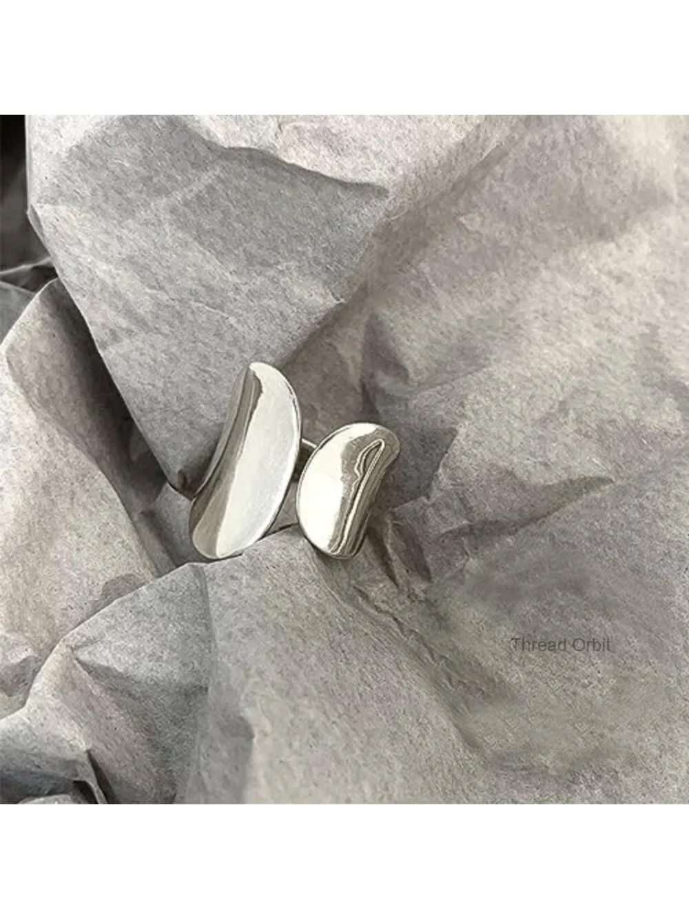 925 Sterling Silver Wide Band Ring Hammered Chunky Statement Adjustable Thumb
